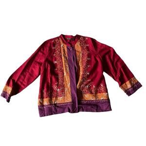 Vintage 90s Silk Vibrant Floral button down Plus Size 1X Y2K Chinatown Lantern